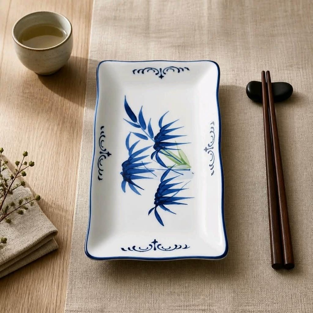 Jun Ye Porcelain 10" Flat Sushi Dish – Vintage Mid Century Showa Era